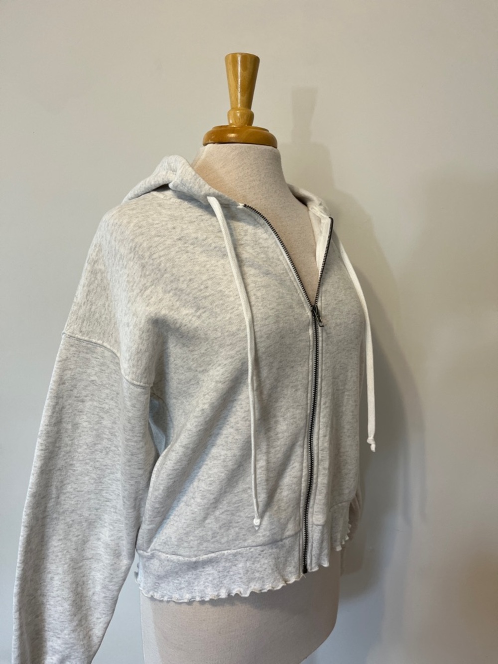 NWT Zip-Up Fleece Hoodie Sweatshirt Merrow Hem Size XXS